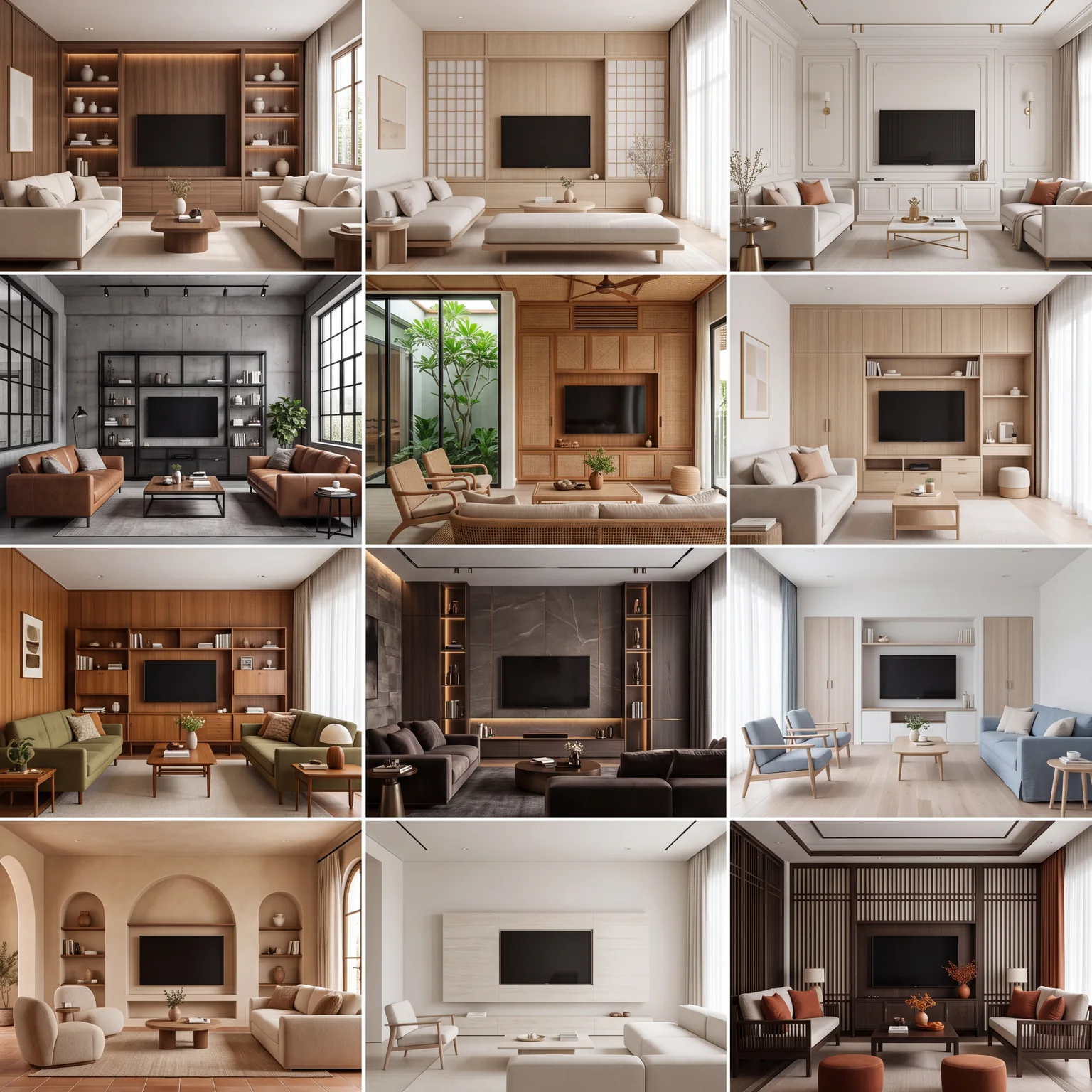 ภาพจำลอง ห้องนั่งเล่น Warm Contemporary โทนวอลนัต / ครีม