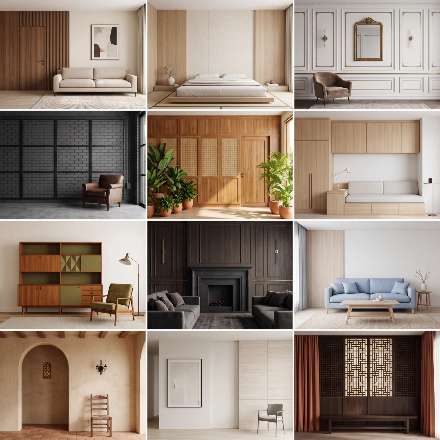 ภาพจำลอง กรุผนัง & คิ้วบัว Warm Contemporary โทนวอลนัต / ครีม