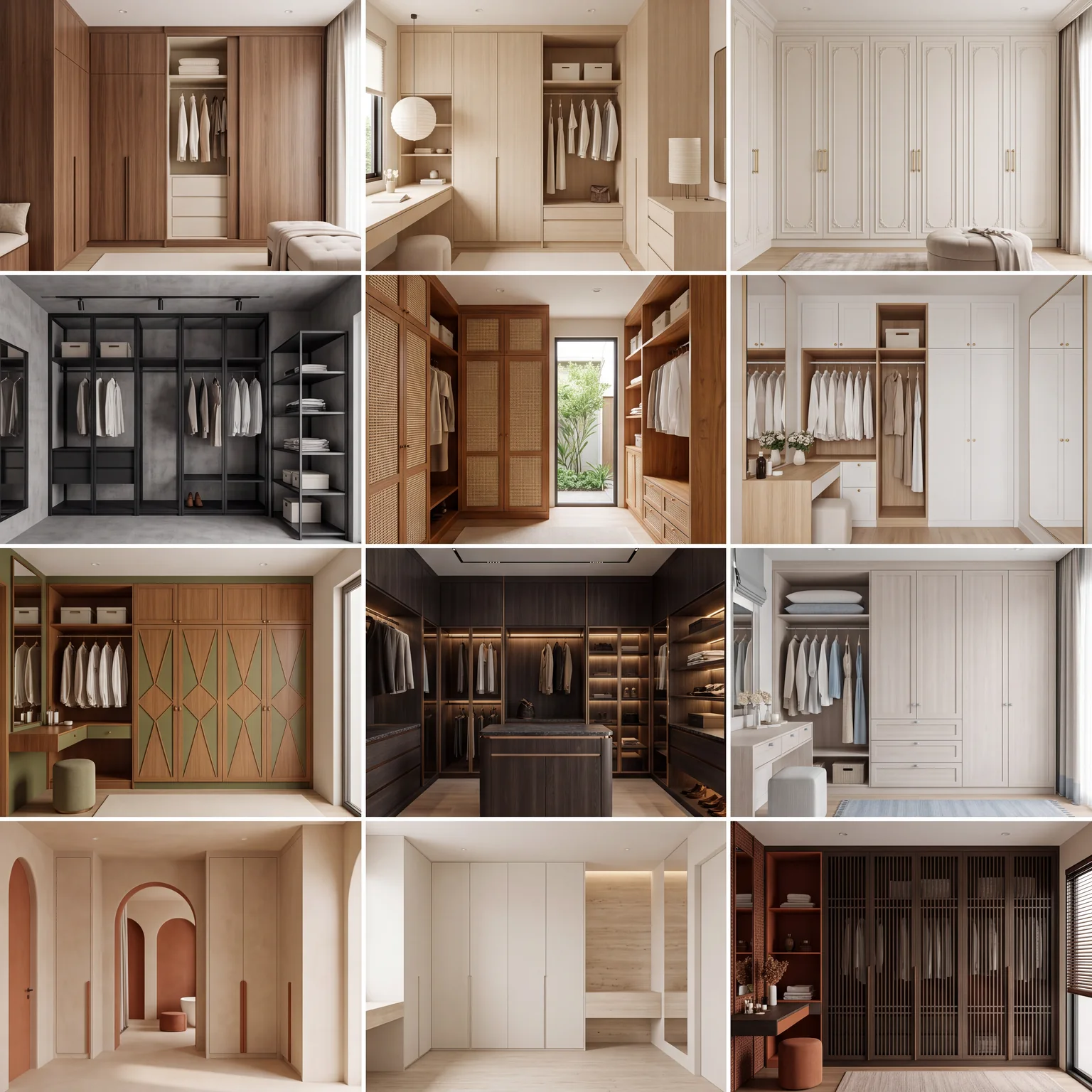 ภาพจำลอง ตู้เสื้อผ้า & ห้องแต่งตัว Warm Contemporary โทนวอลนัต / ครีม