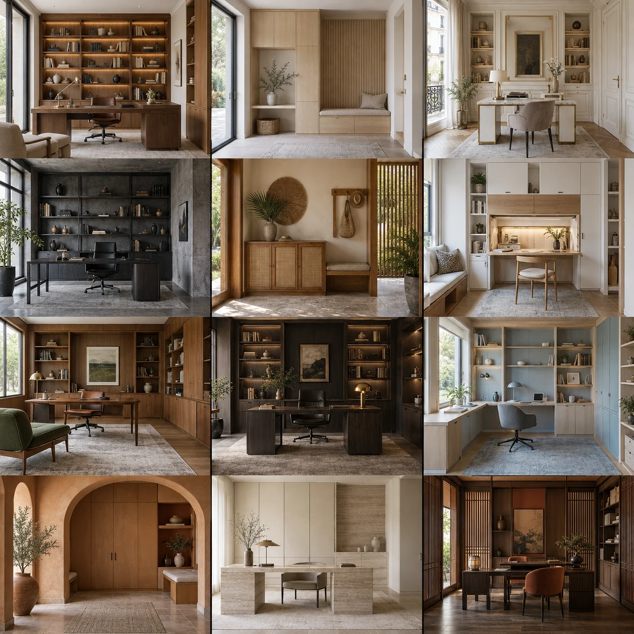 ภาพจำลอง มุมทำงาน & จัดเก็บ Warm Contemporary โทนวอลนัต / ครีม